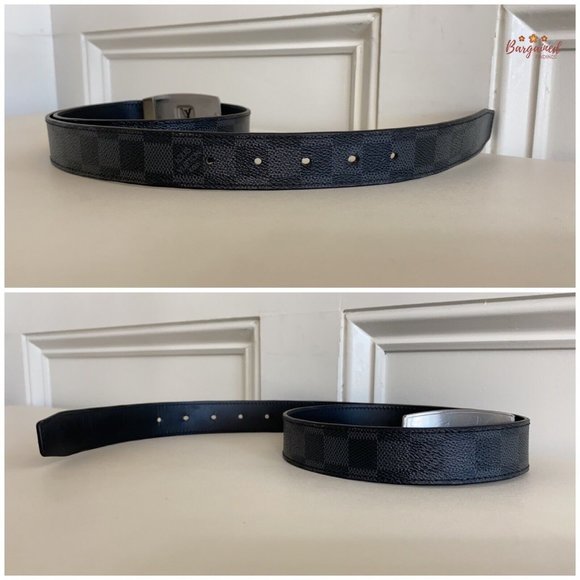 Authentic Louis Vuitton Black Damier Graphite Suntulle LV CUT Buckle Belt 85/34 - Picture 11 of 13